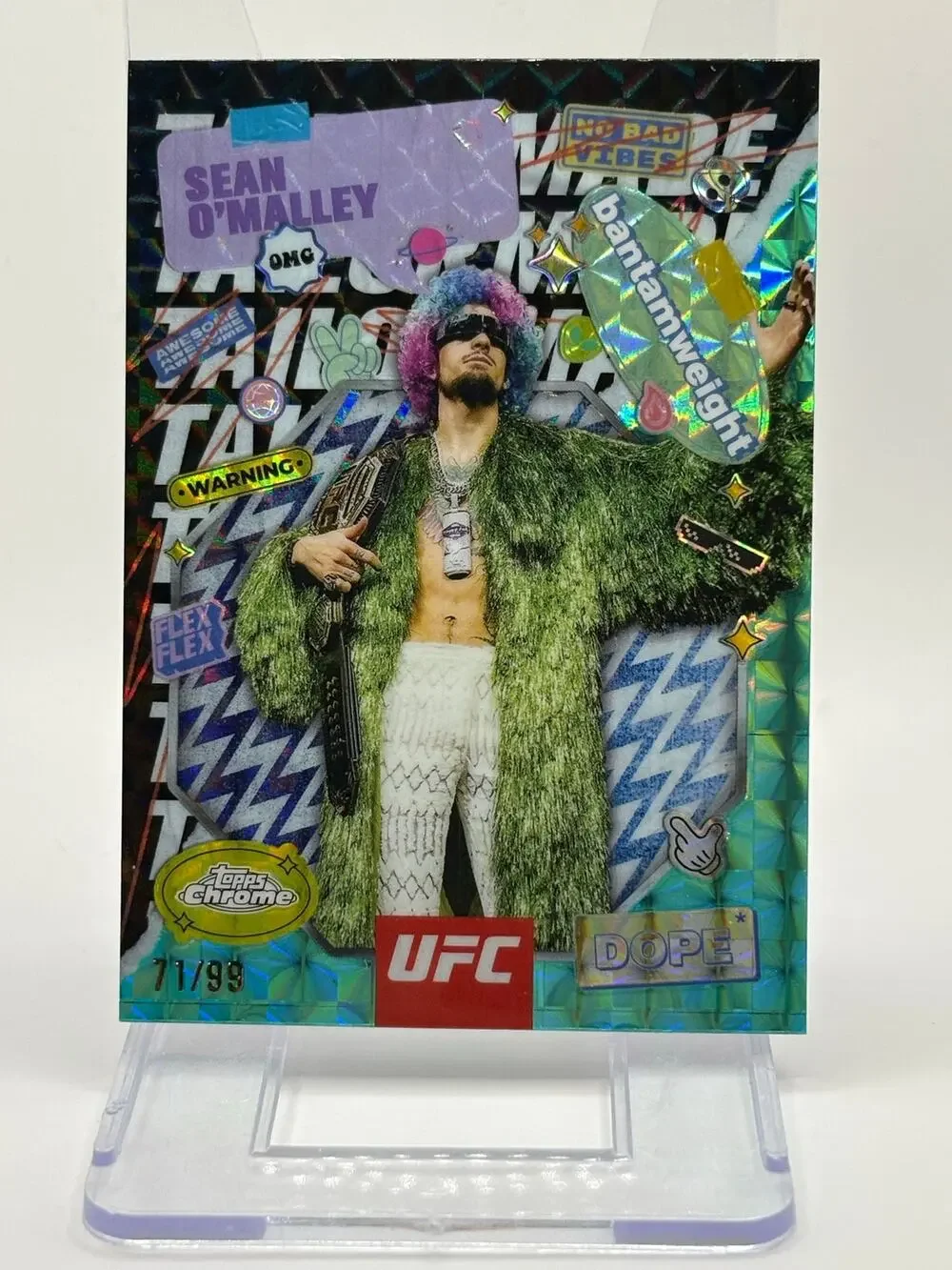 2025 Topps Chrome UFC Sean O'Malley Tailor Made Aqua Geometric Refractor 71/99